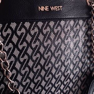 Nine West Black and White Monogram Tote Handbag